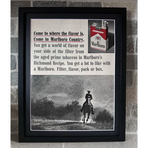Framed Vintage 1964 Ad Marlboro Come To Where The Flavor Is Marlboro Country